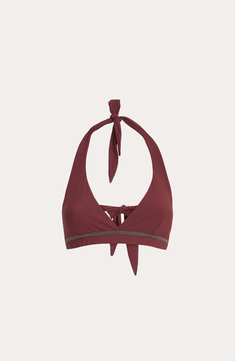 Brunello Cucinelli Bikini top with monili, Alternate, color, Bordeaux