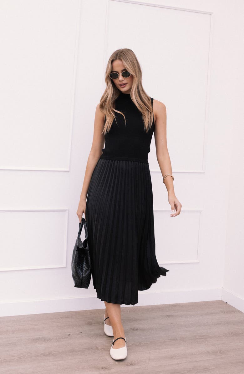 Petal & Pup Maisey Mixed Media Sleeveless Midi Dress, Alternate, color,