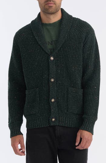 Hunter Shawl Collar Button Front Cardigan In Green