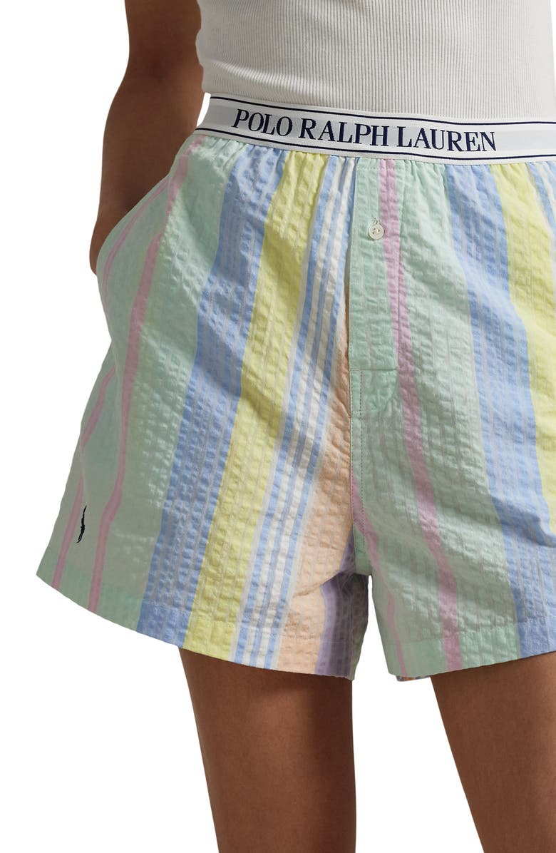 Polo Ralph Lauren Cotton Seersucker Boxer Pajama Shorts, Alternate, color, 