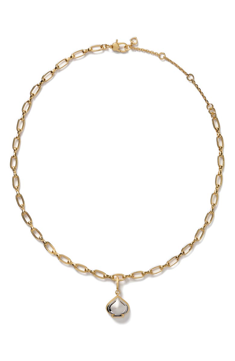 Kate Spade New York spade charm necklace, Alternate, color, Silver Gold