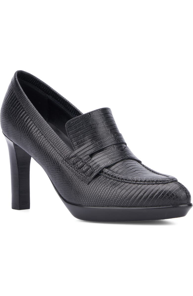 Aquatalia Rella Weatherproof Mini Lizard Embossed Penny Loafer Pump, Main, color,