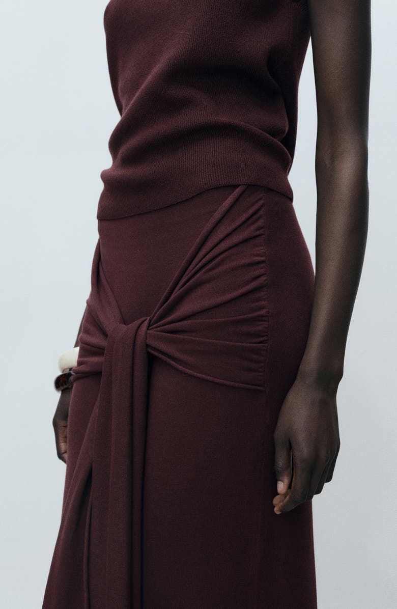 MANGO Front Tie Midi Skirt, Alternate, color,