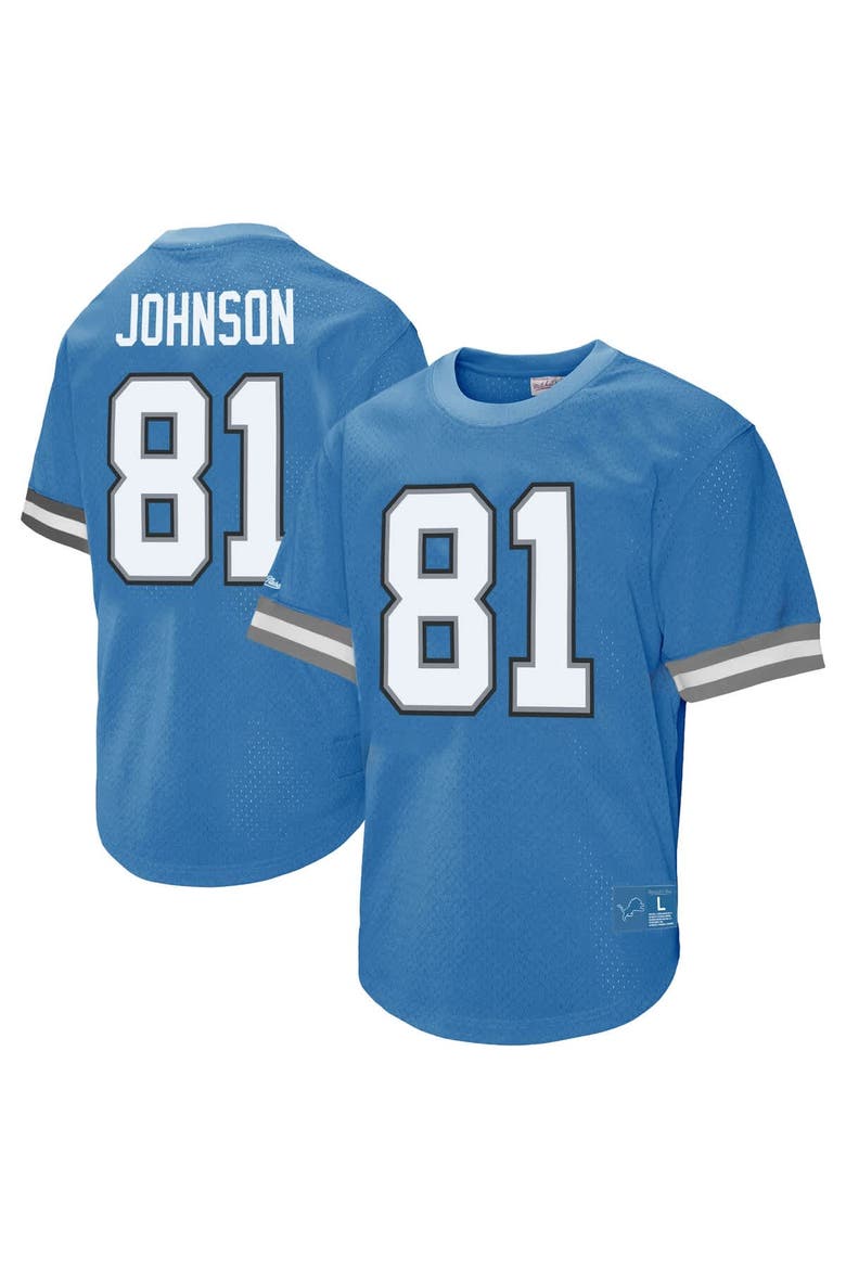 Men's Mitchell & Ness Calvin Johnson Blue Detroit Lions Retired Player Name & Number Mesh Top, Main, color, Blue