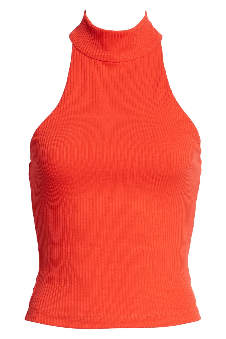 Ribbed Halter Neck Top, Alternate, color, RED SCARLET