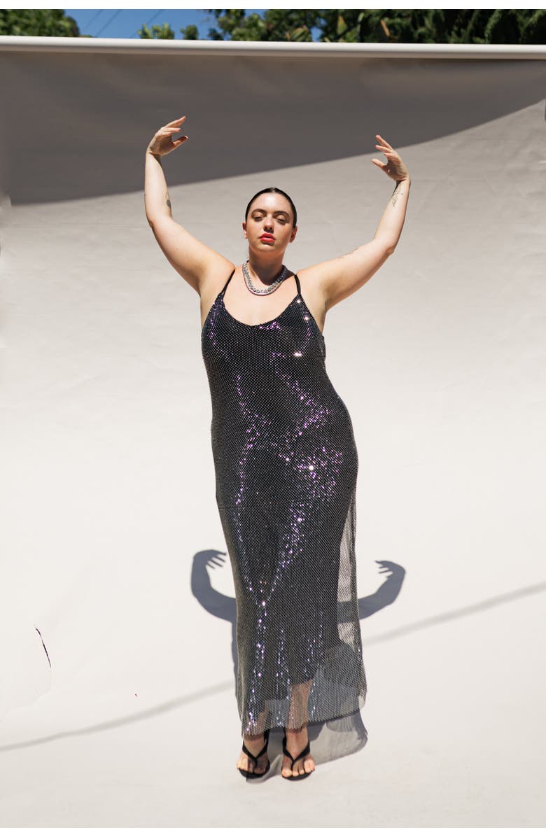 BAACAL Crystal Stone Mesh Dress, Alternate, color, 