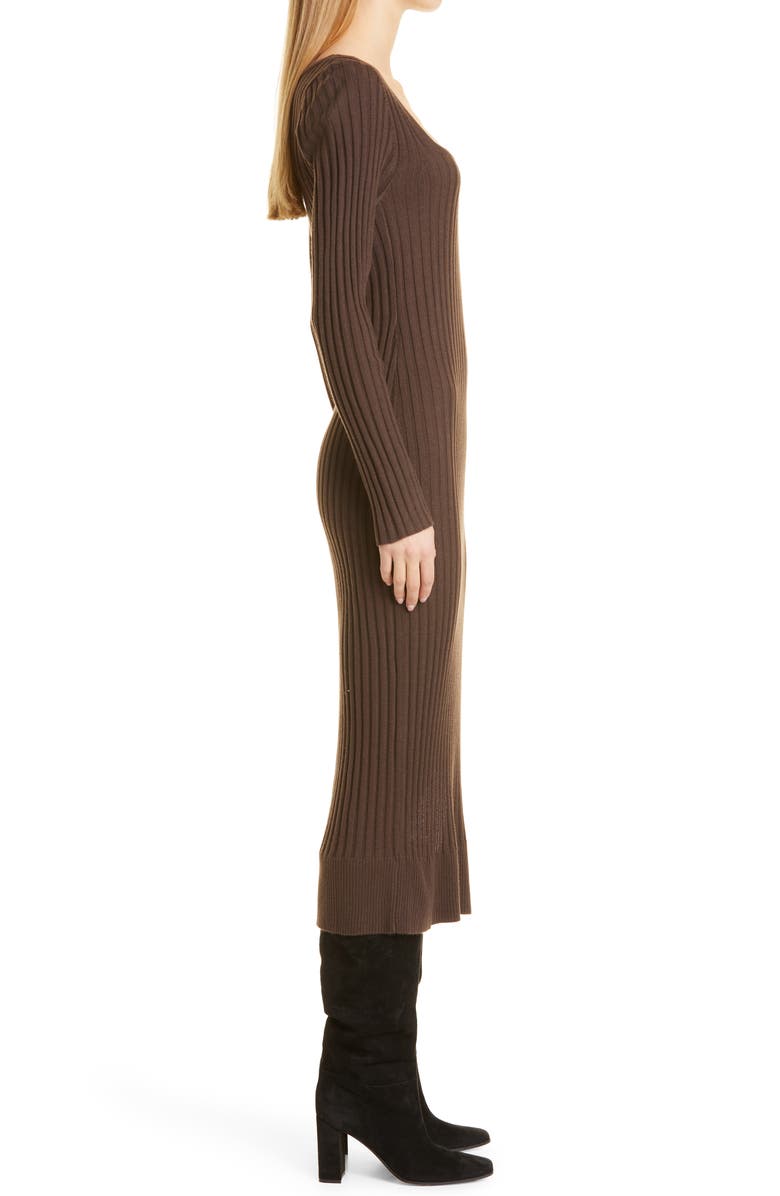 PAIGE Benita Long Sleeve Wool Blend Rib Sweater Dress, Alternate, color, Brown Taupe