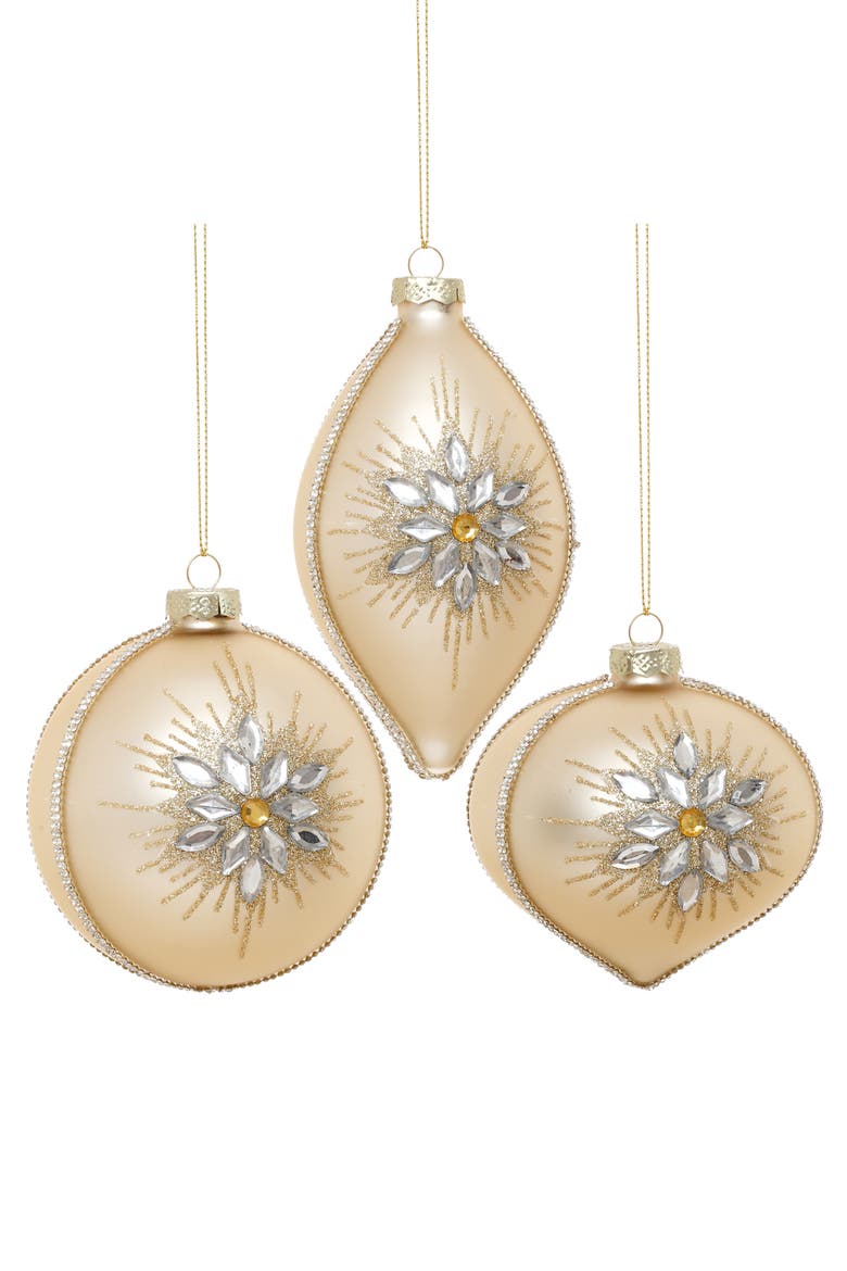 Starburst Bloom Ornament, Box of 6, Main, color, Champagne Beige