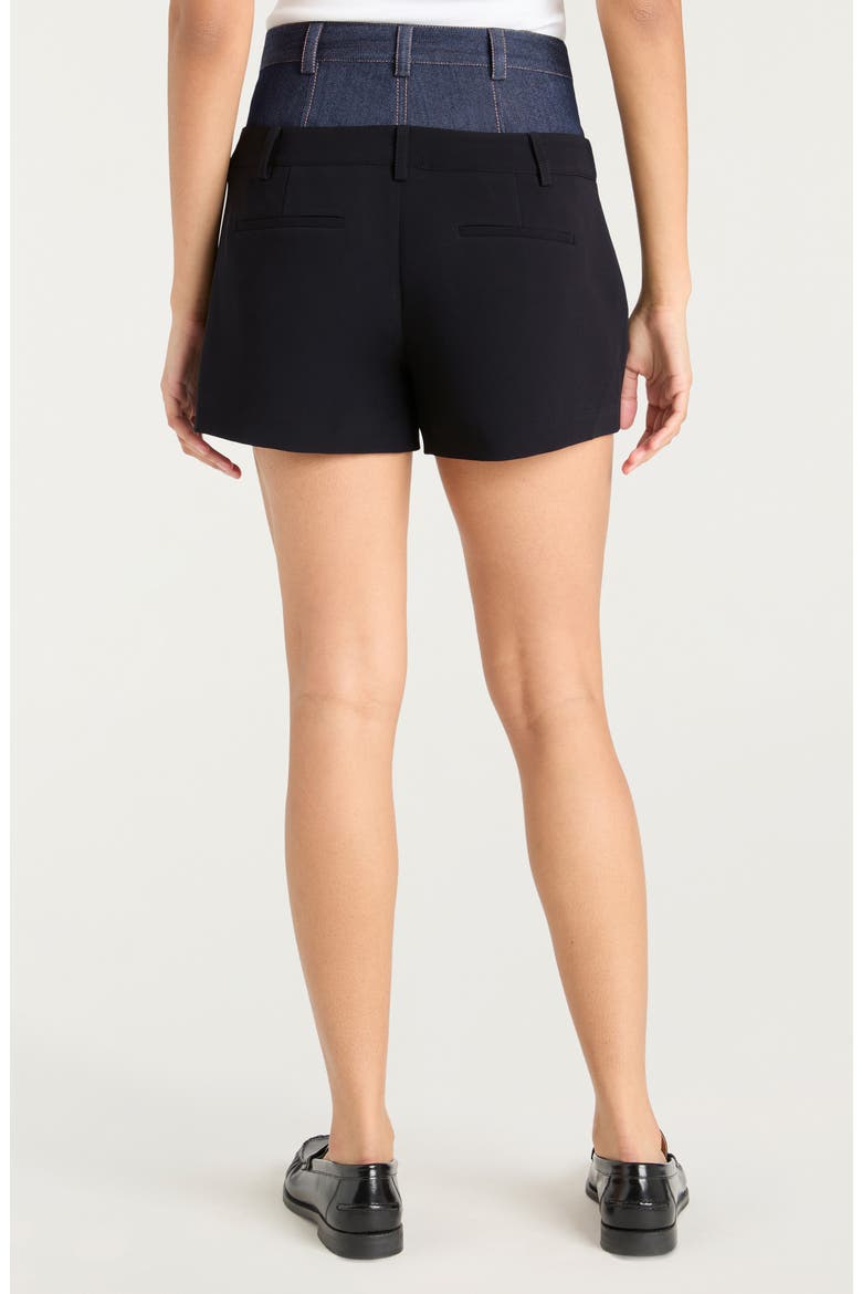 Dionne Mixed Media Shorts, Alternate, color, BLACK/ INDIGO