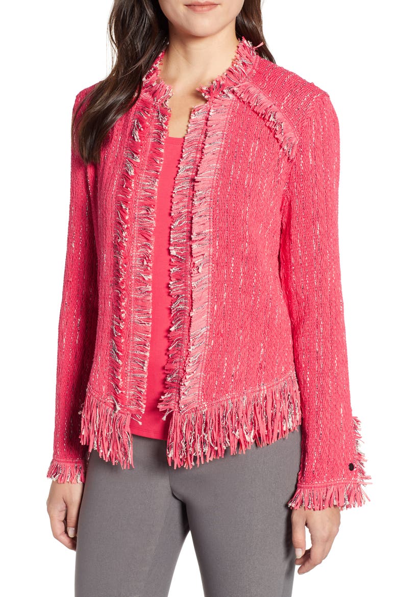 Fancy Fringe Jacket, Main, color, WATERMELON
