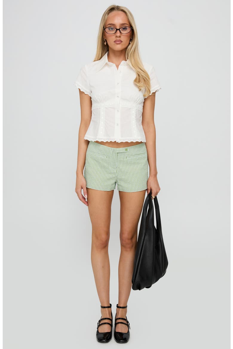 Protect Your Peace Eyelet Short Sleeve Shirt, Alternate, color, WHITE
