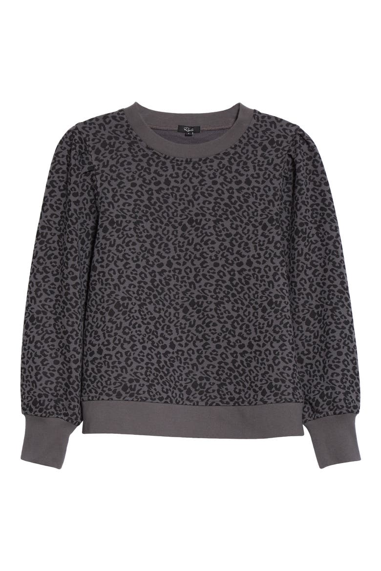 Marcie Cheetah Print Cotton Blend Sweatshirt, Alternate, color, CHARCOAL MINI CHEETAH
