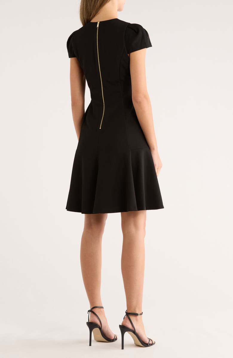 DKNY Short Sleeve Flounce Hem Dress, Alternate, color, Black