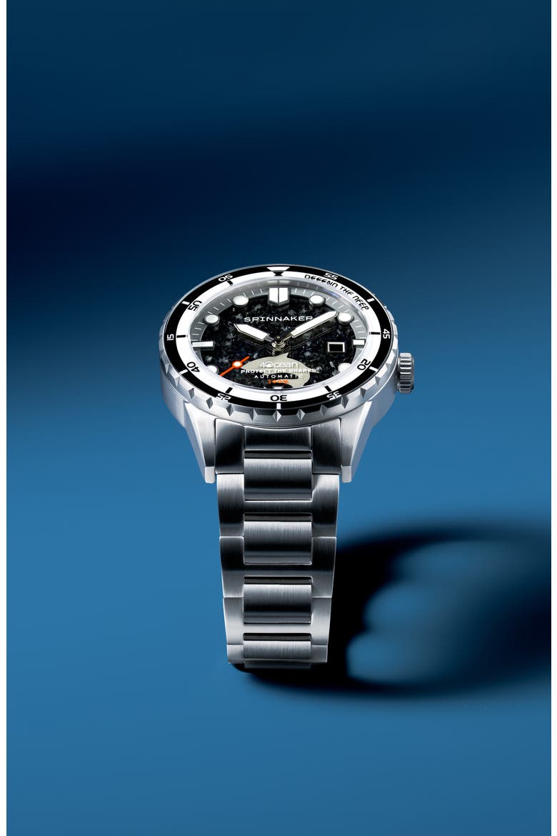 x 4ocean Hass Sharks Limited Edition Automatic Bracelet Watch, 43mm, Alternate, color, BLACK