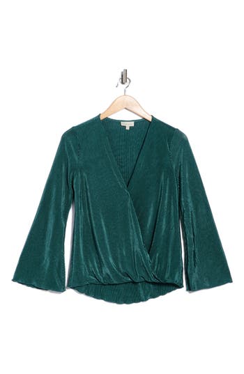 Chenault Long Sleeve Bodre Top In Green