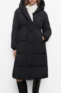 MANGO Quilted Hooded Coat with Faux Shearling Trim