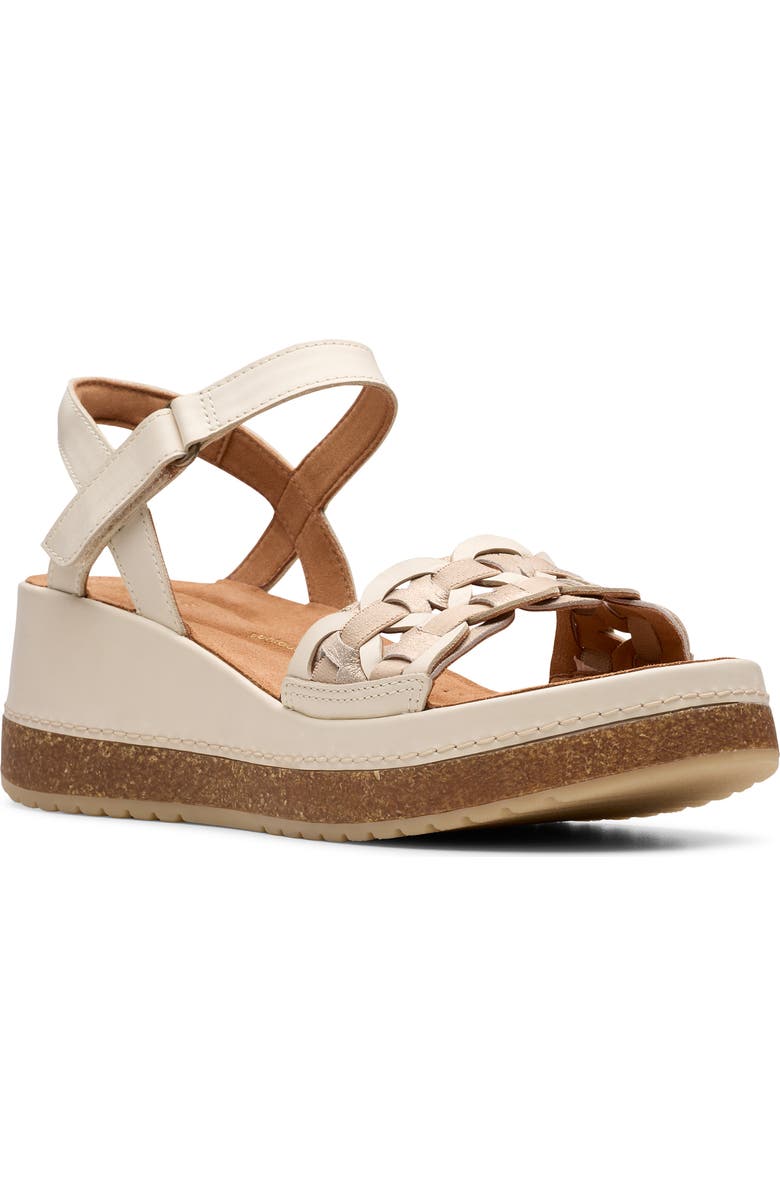 Clarks<sup>®</sup> Kassanda Wedge Sandal, Main, color, Cream Multi
