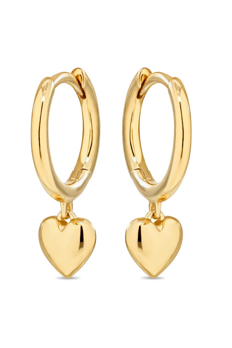 Heart Hoop Earrings in Gold Plated Sterling Silver, Alternate, color, Yellow Gold
