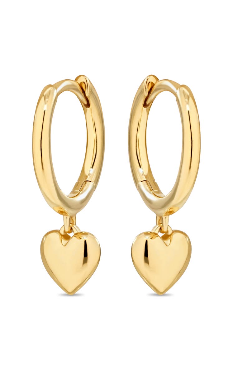 DEVATA Heart Hoop Earrings in Gold Plated Sterling Silver, Alternate, color, Yellow Gold