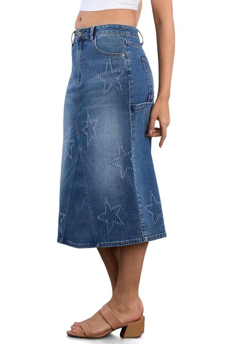 Star Denim Skirt, Alternate, color, FRESH DENIM