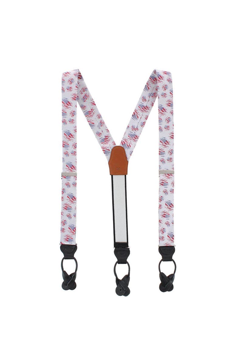 Trafalgar Stars & Stripes Secret Silver Silk Novelty Button End Brace, Alternate, color, Silver