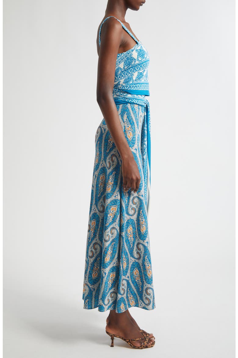 Paisley Stretch Jersey Wrap Sundress, Alternate, color, PRINT ON WHITE BASE