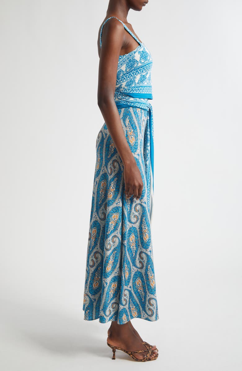 Etro Paisley Stretch Jersey Wrap Sundress, Alternate, color, Print On White Base