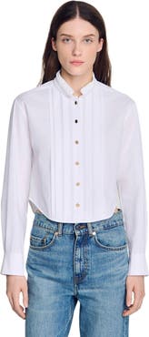 SANDRO Pleated shirt with origami collar