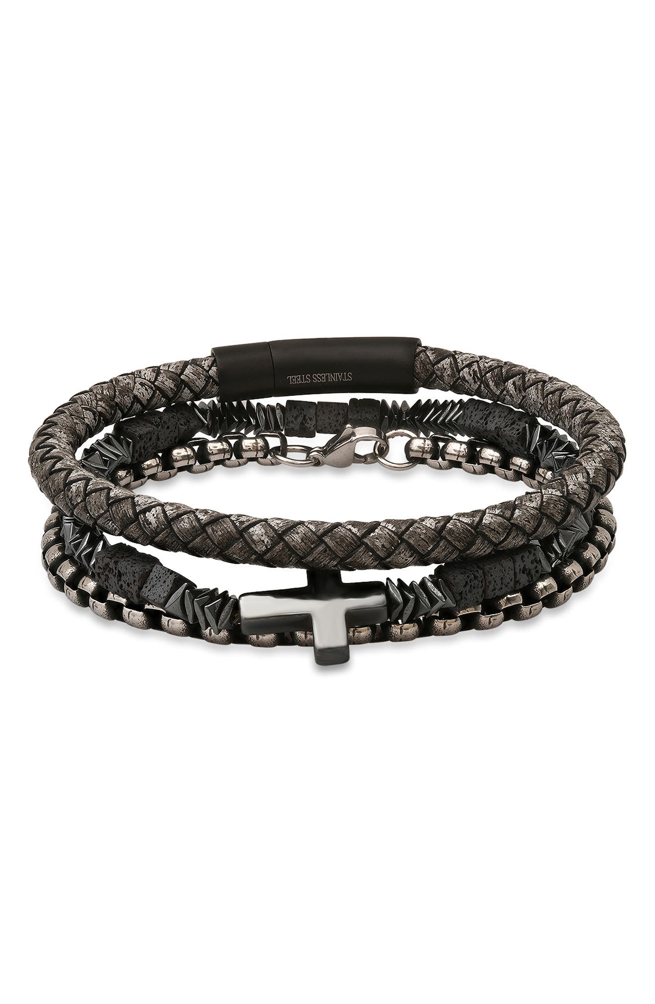 HMY JEWELRY Mens' Mixed Bracelets Set of 3