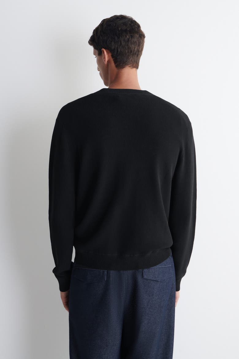 Knitted Cotton Henley Sweater, Alternate, color, BLACK