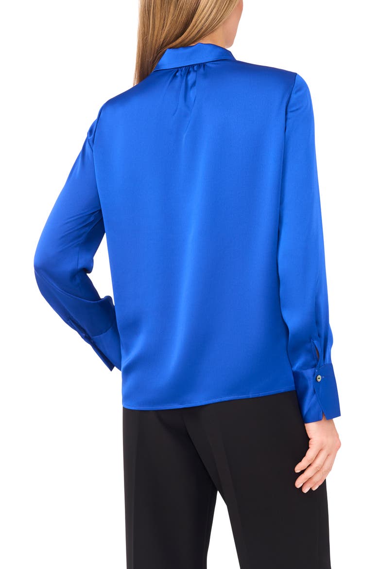 Charmeuse Button-Up Shirt, Alternate, color, OPULANT BLUE