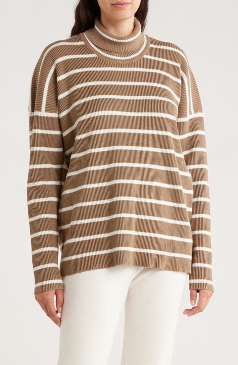 x Cella Jane Stripe Ribbed Turtleneck Sweater