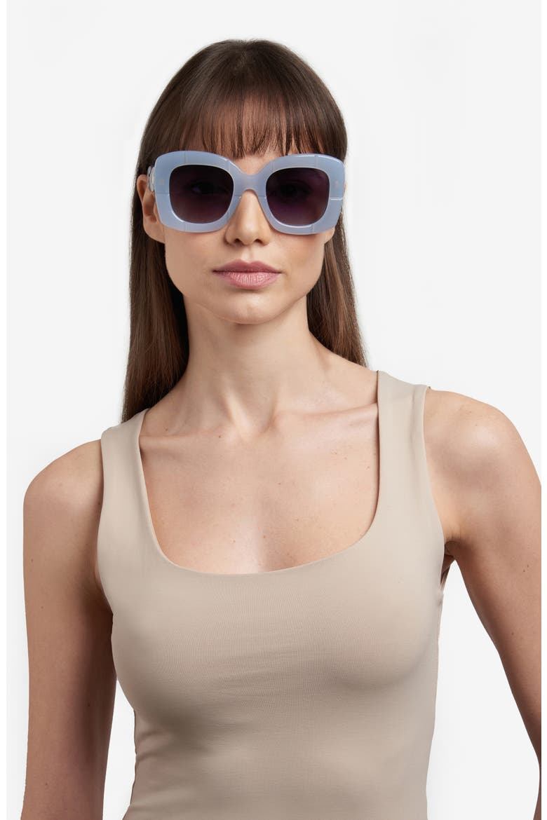 josey 50mm square sunglasses, Alternate, color, BLUE