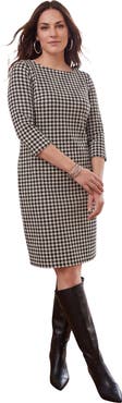 Jessica London Stretch Cotton Boatneck Shift Dress