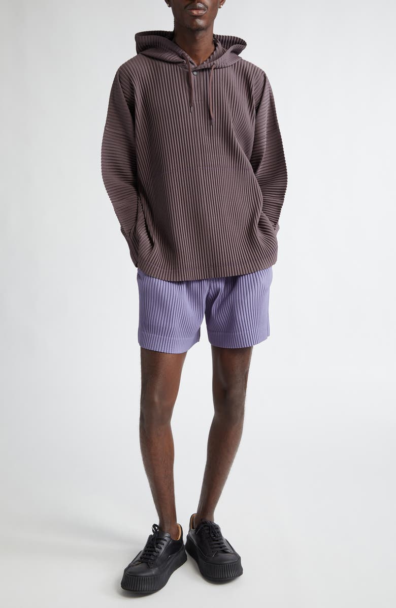 Homme Plissé Issey Miyake MC December Pleated Henley Hoodie, Alternate, color, 