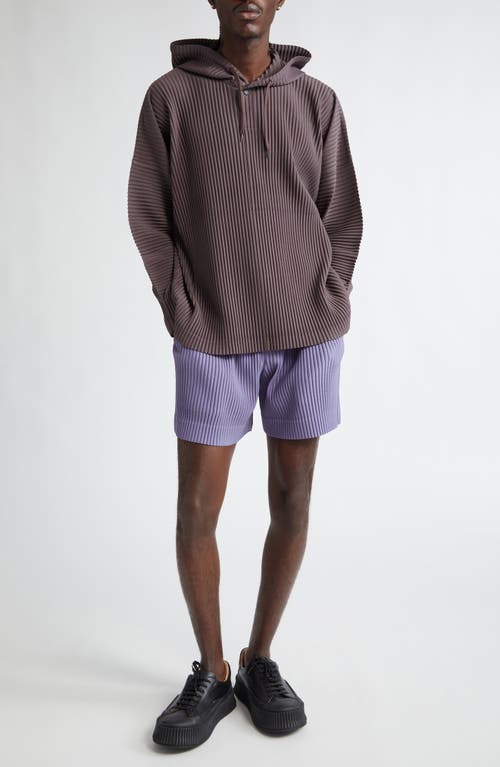 Issey Miyake Homme Plissé  Mc December Pleated Henley Hoodie In Slate Violet