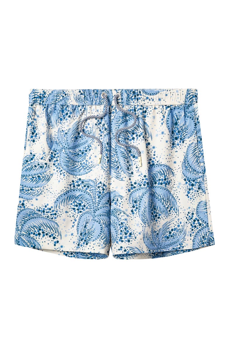 Tombolo Palm Fronds Swim Trunks, Main, color, Blue