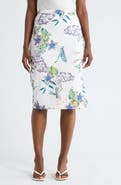 T Tahari Floral Scuba Pencil Skirt