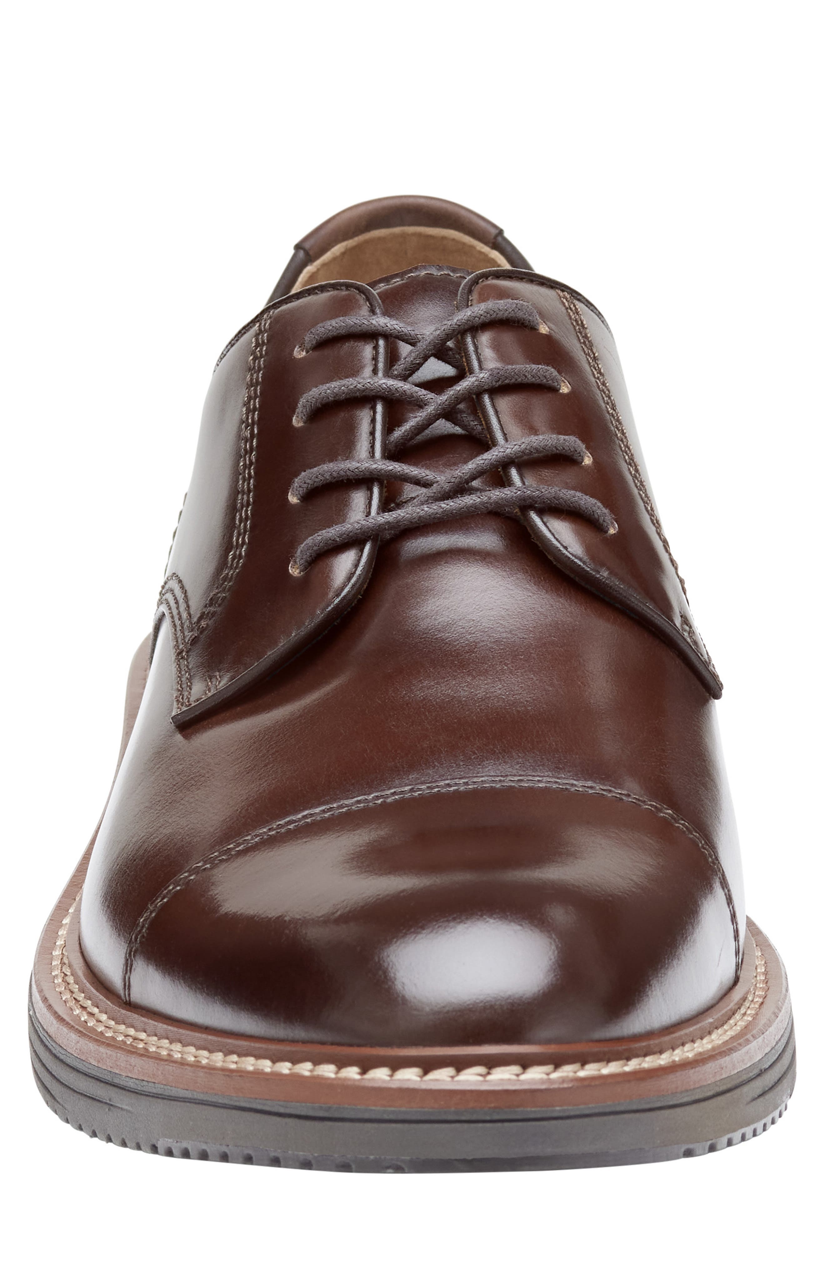 Johnston & Murphy Upton Cap Toe Derby, Alternate, color, Mahogany Full Grain