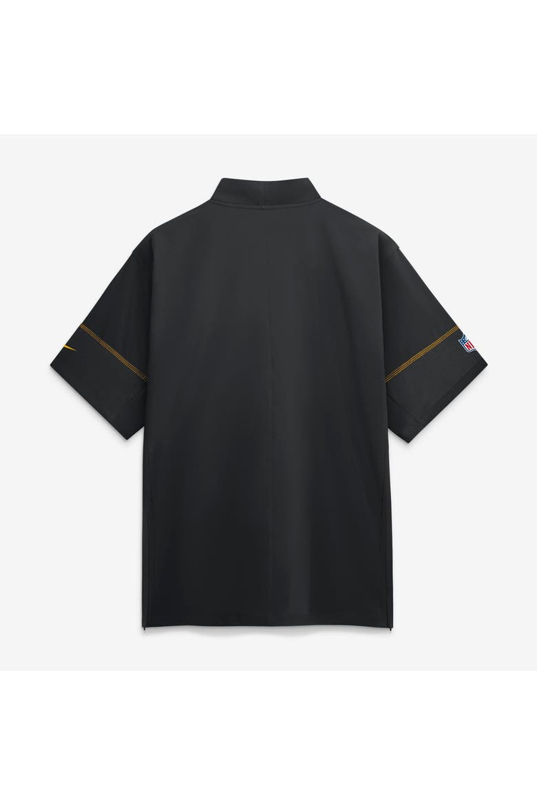 Men's Nike Black Pittsburgh Steelers Sideline Short Sleeve Quarter-Zip Coaches Jacket, Alternate, color, Black