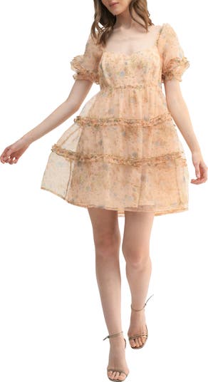 Lush Floral Tiered Mesh Dress | Nordstromrack
