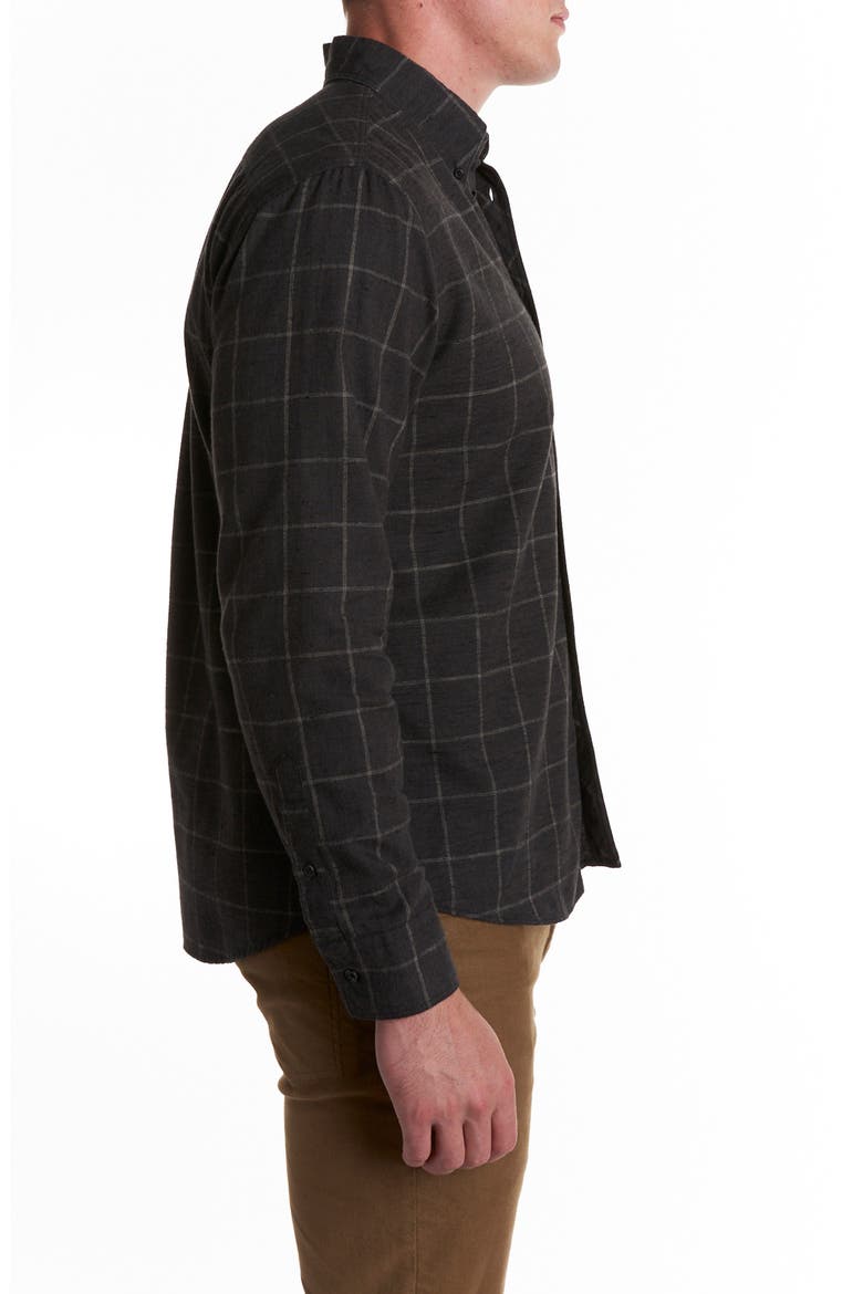 Tuscumbia Standard Fit Windowpane Cotton & Linen Button-Down Shirt, Alternate, color, BROWN/ TAN