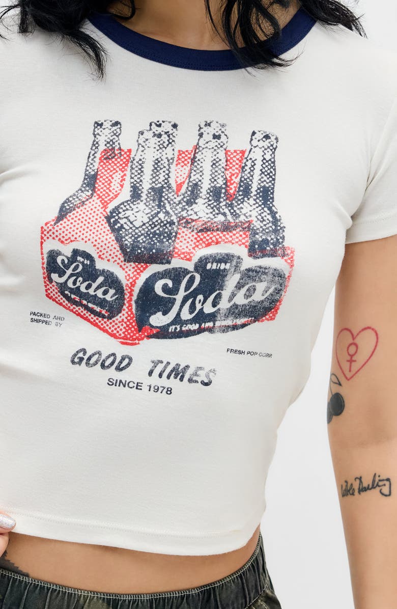 BDG Urban Outfitters Soda Cotton Graphic Baby Tee, Alternate, color, White