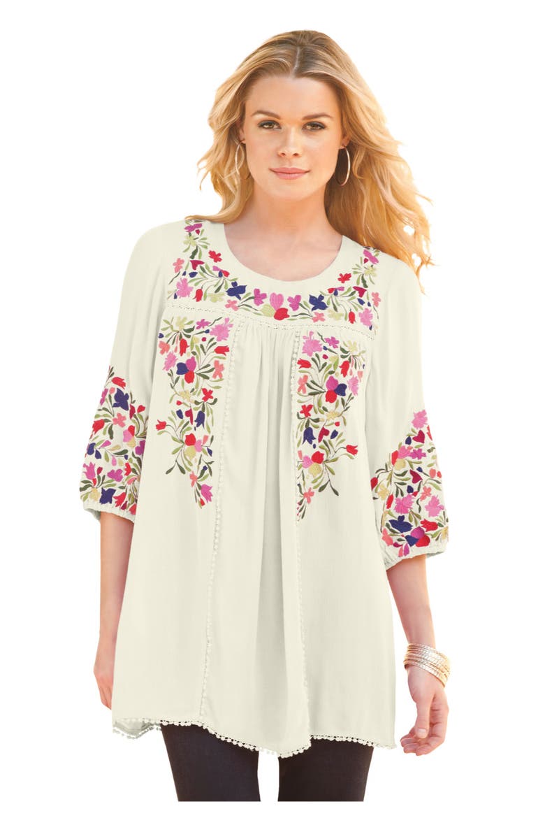 Boho Floral Tunic, Main, color, IVORY BOHO FLORAL