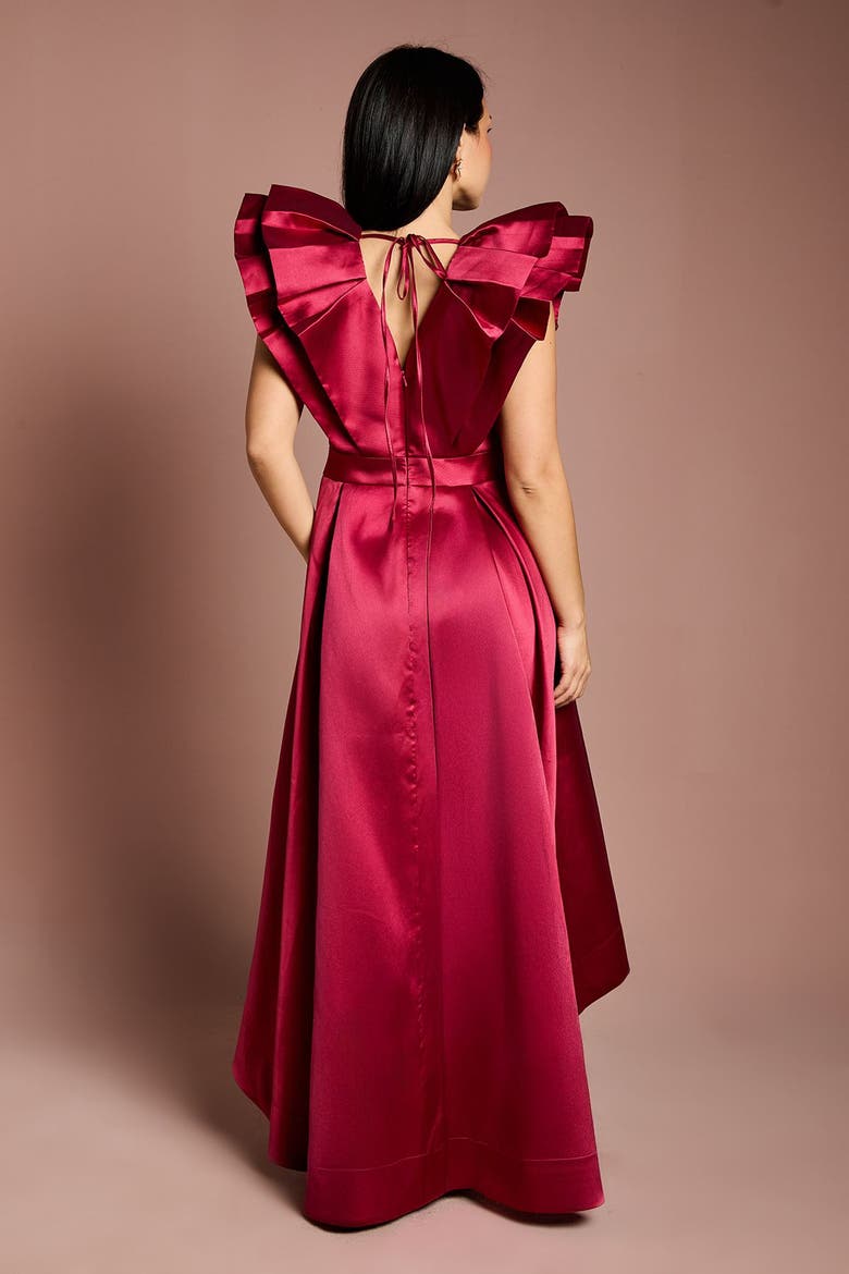 Petite Frill Sleeve Midi Dress, Alternate, color, Red