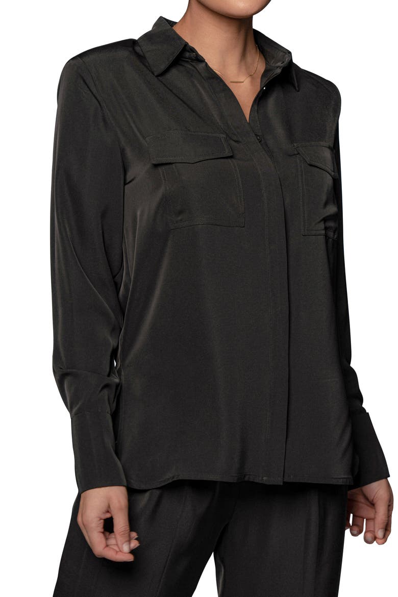 Misty Button-Up Shirt, Main, color, BLACK
