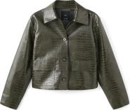 MANGO Nilo Croc Embossed Faux Leather Jacket