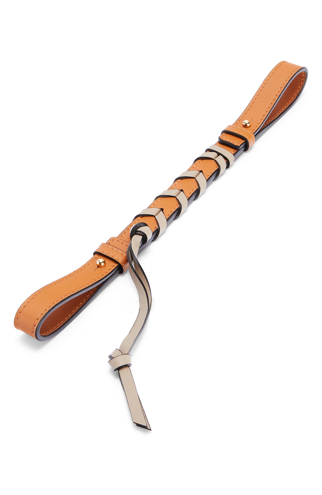 Loewe Short Braided Leather Bag Strap, Alternate, color, 