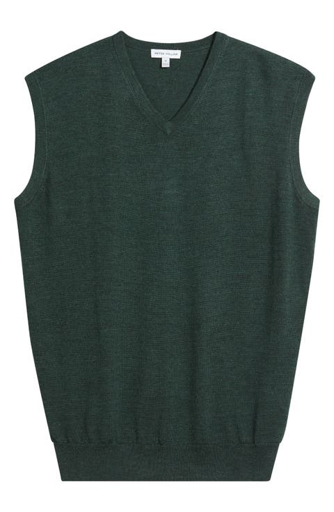 Autumn Crest Merino Wool Blend V-Neck Sweater Vest