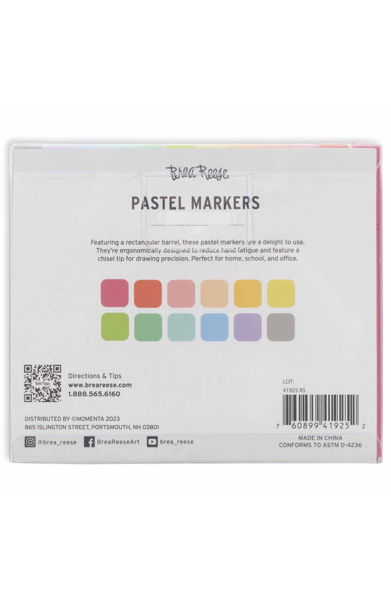 Brea Reese Pastel Markers12Pc, Alternate, color, Multicolored